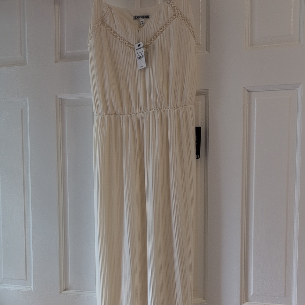 Express Cream Pleated Dress